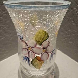 Glass Butterfly and Dragon Fly Studio 66 Crackle Glass Candle Votive 10?" x 6"